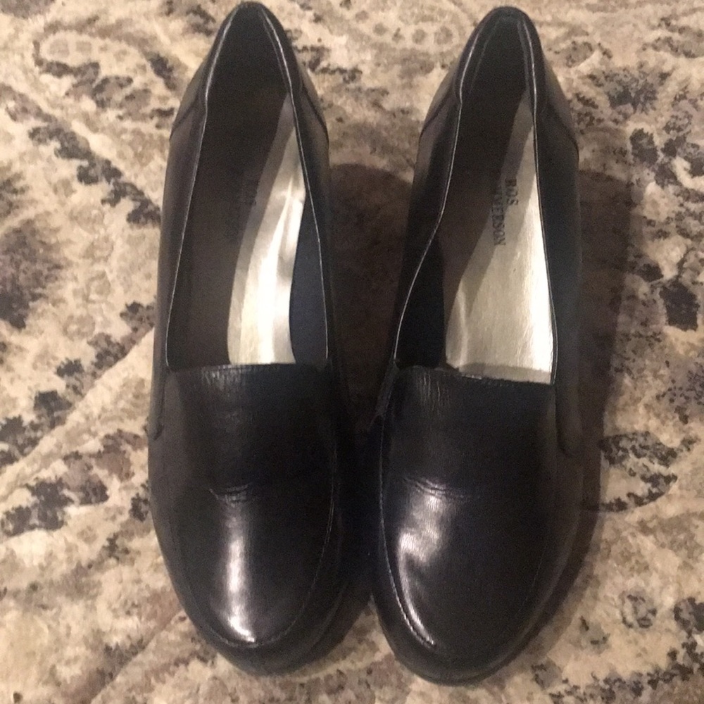 Black leather heels
